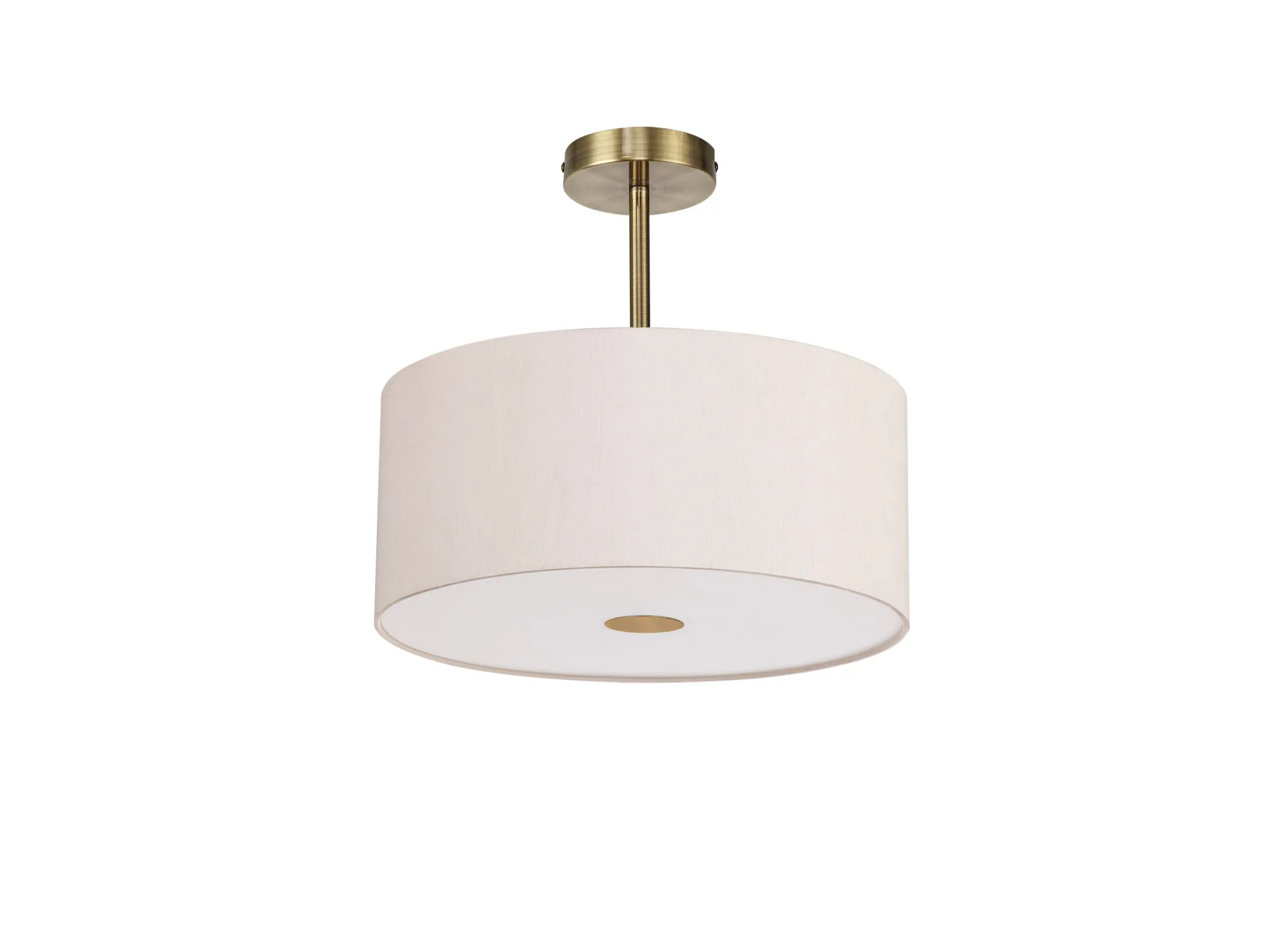Baymont 40cm Semi Flush 1 Light Antique Brass, Nude Beige/Moonlight, Frosted Diffuser DK0176  Deco Baymont